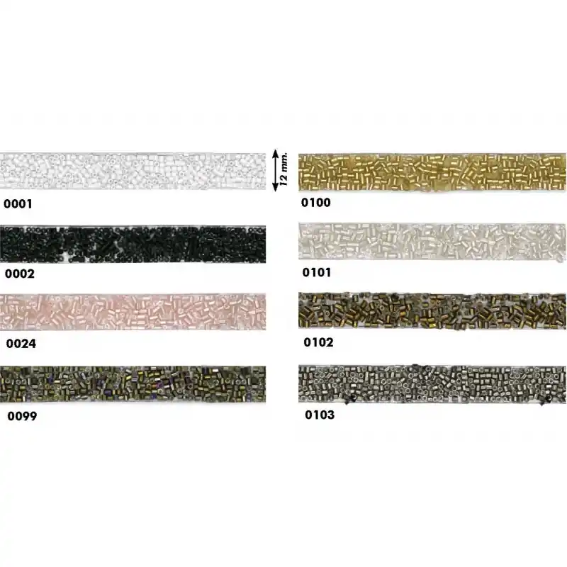 Precio Económico Cinta Termoadhesiva con Mosaico de Cortadillos de Cristal – 12 mm - 0001 Blanco