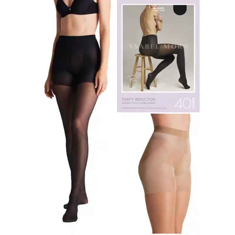 Panty Reductor Moldeador 40 DEN Ysabel Mora - Efecto Adelgazante - Mediana (M) - Negro Premium
