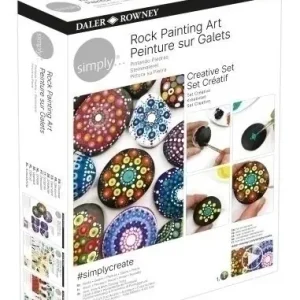Set Daler Rowney Creativo Rock Painting 6X Piedras 1X Pincel 3X Herramientas de Punteado 10X Tubos de Acrilico de 18 Ml Lujoso