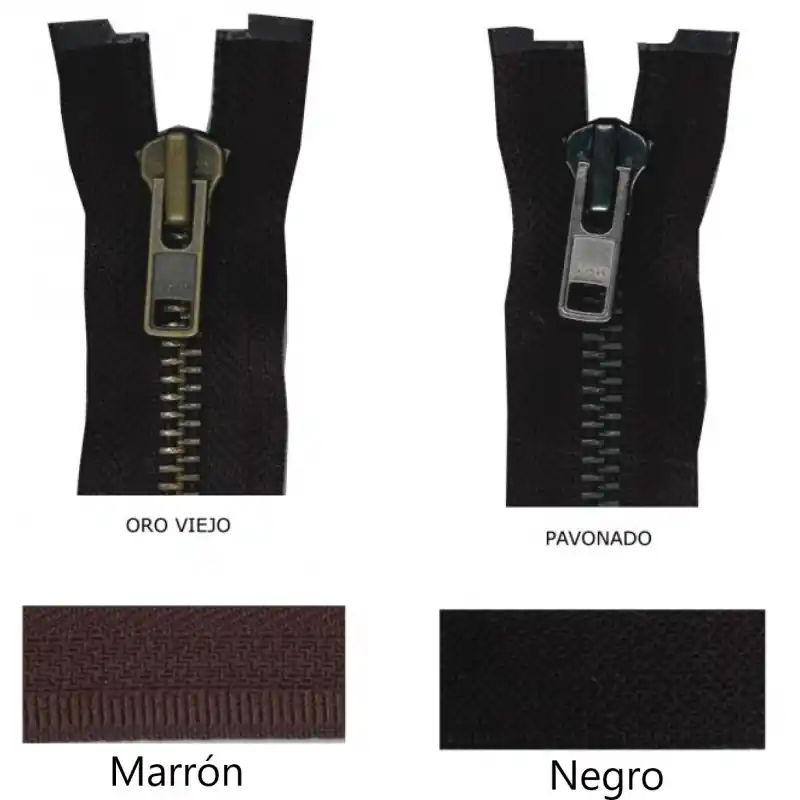 Cremallera con Separador Motorista - Malla Metálica - 10 mm - Marrón Gran Oferta