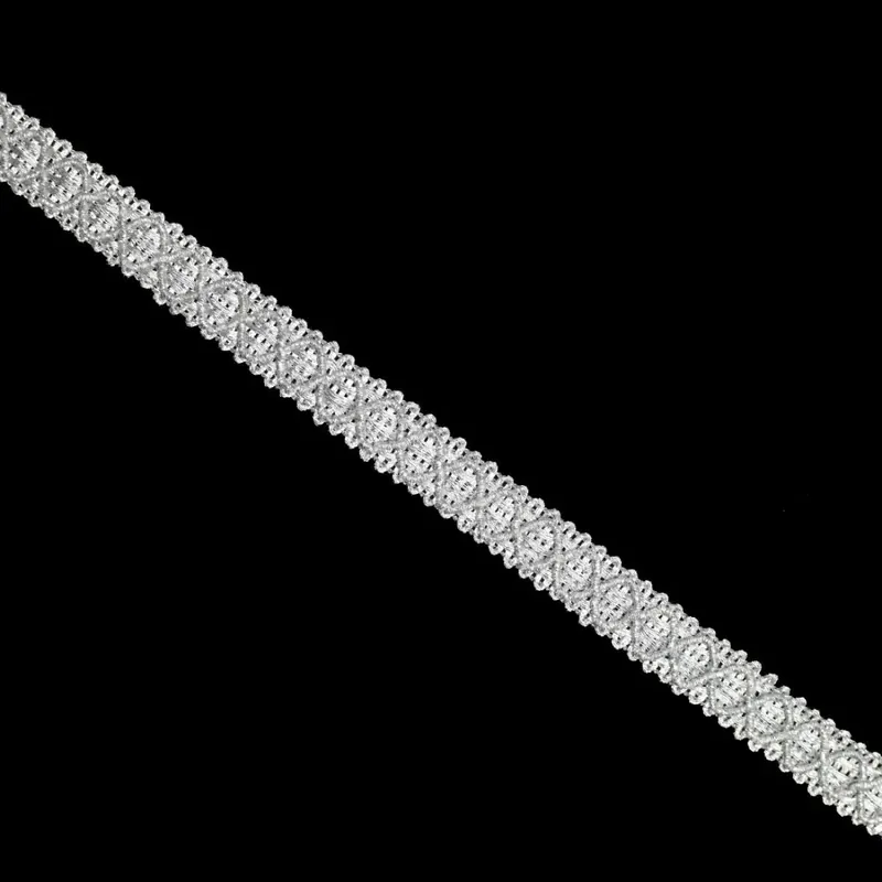 Galón metalizado ondas cruzadas - Plata Oferta Flash