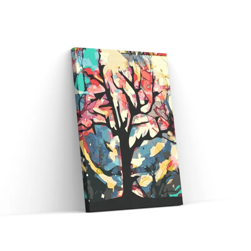 Pago Seguro Pintar por Números – Fondo colorido detrás del árbol