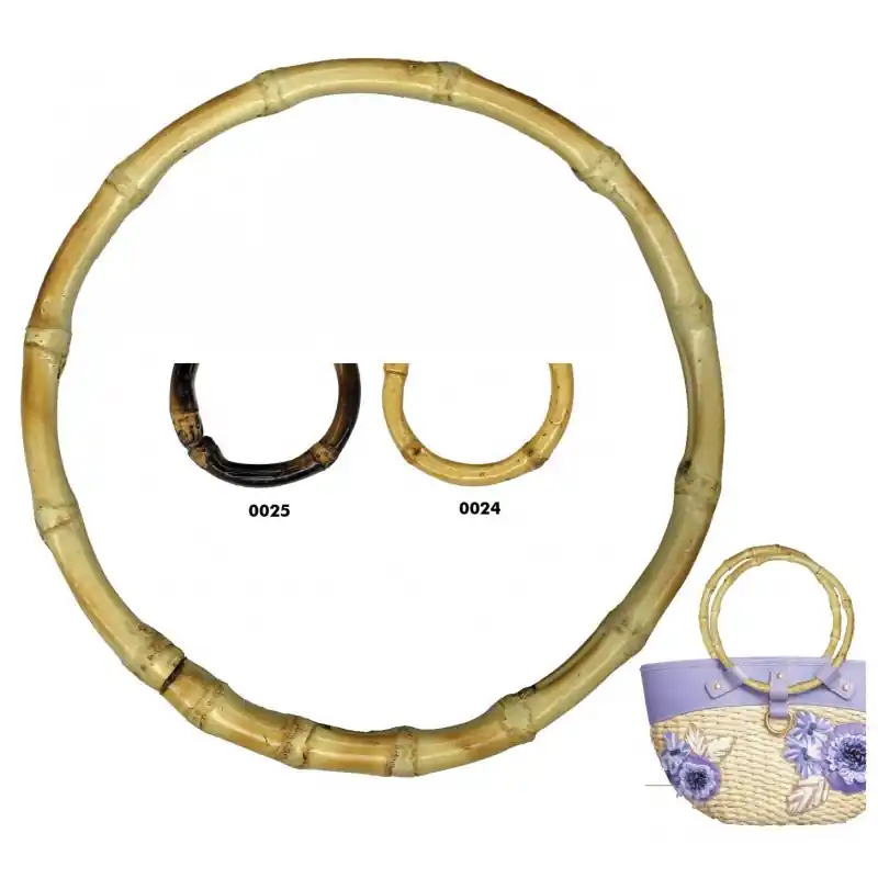 Asas de Bambú Redondas Naturales de 18 cm para Bolsos - 0024 Tostado Envío Internacional