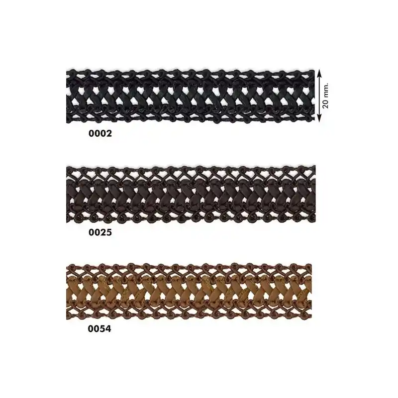 Pasamanería Trenzada Imitación Piel - 2cm - Negro Envío Internacional