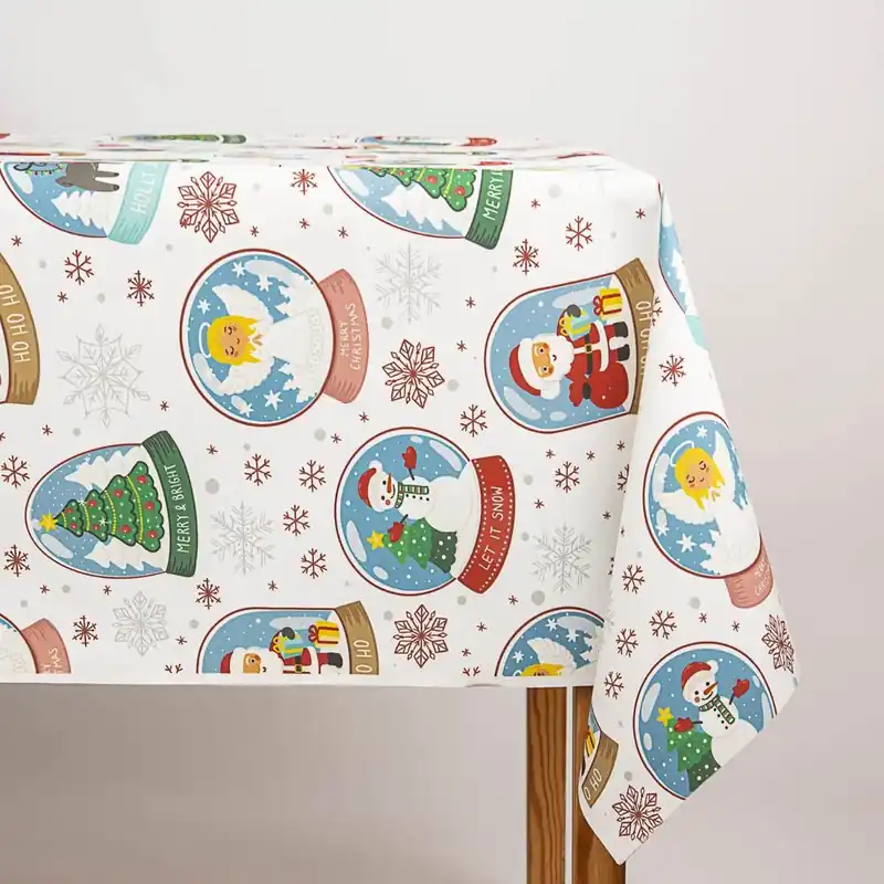 Última Versión Mantel Panamá Estampado Navidad Esferas