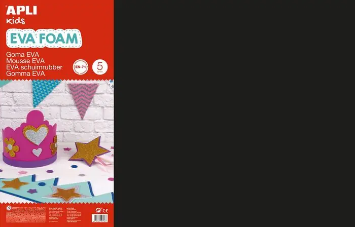 Edición Limitada Goma Eva Apli Hoja 40X60 cm Negro Paquete de 5