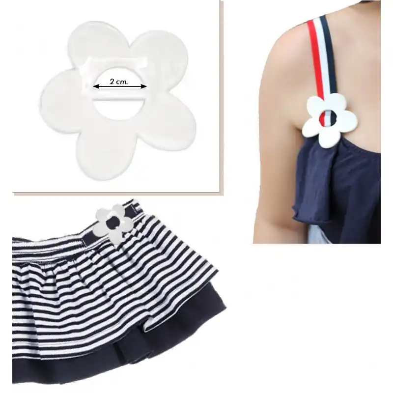 Hebilla con Forma de Flor - Blanco Mayoreo