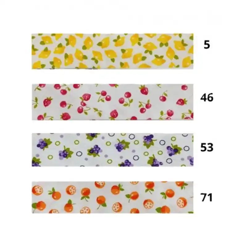 Liquidación Cinta al Bies de Frutas Byetsa 18mm - Estampados Frutales - 5 Amarillo Canario