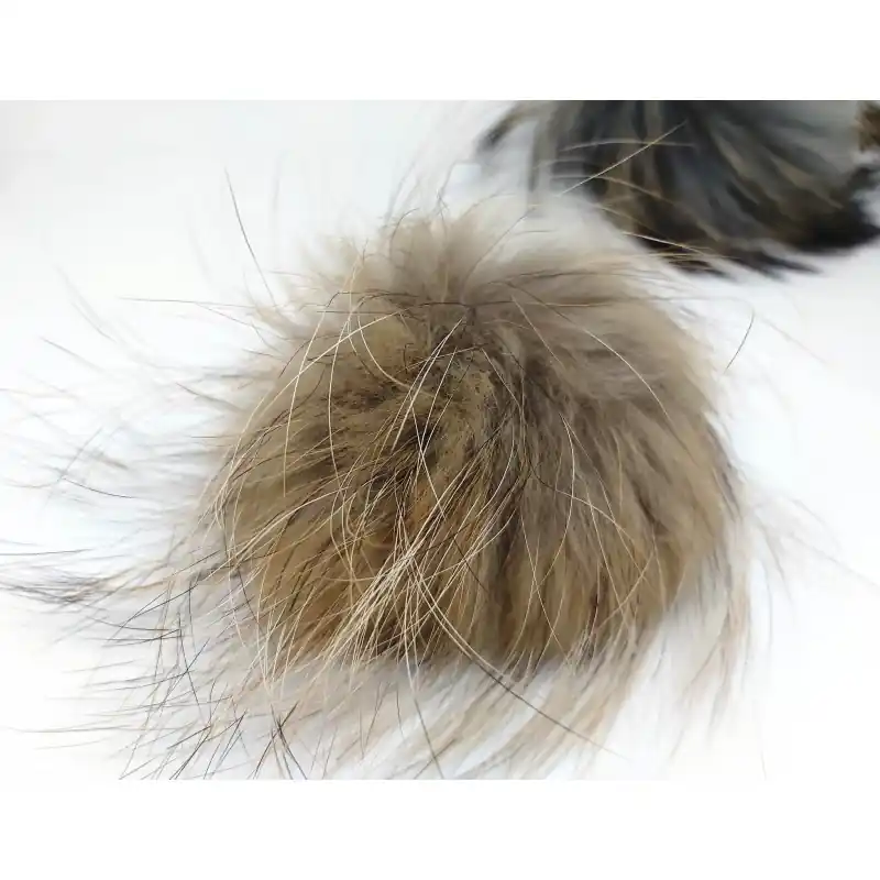 Garantía Incluida Pompón de Pelo de Zorro de Alta Calidad con Broche Incorporado - 0002 Negro