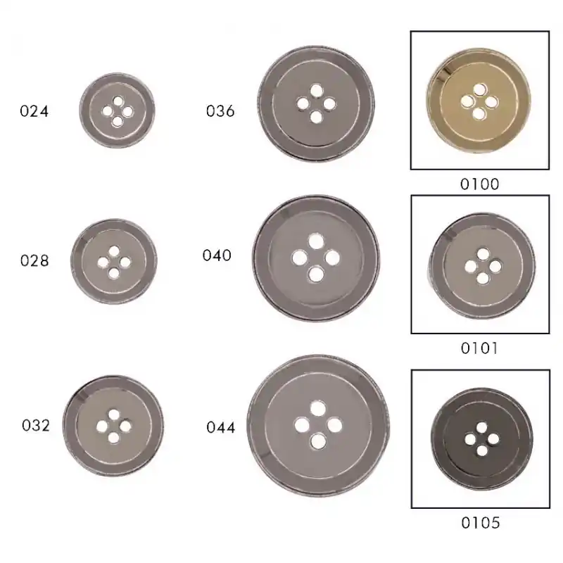 Botón Metálico Convexo de 4 Agujeros para Coser - Línea 024 | 15 mm - 0100 Dorado claro Pedido Al Por Mayor
