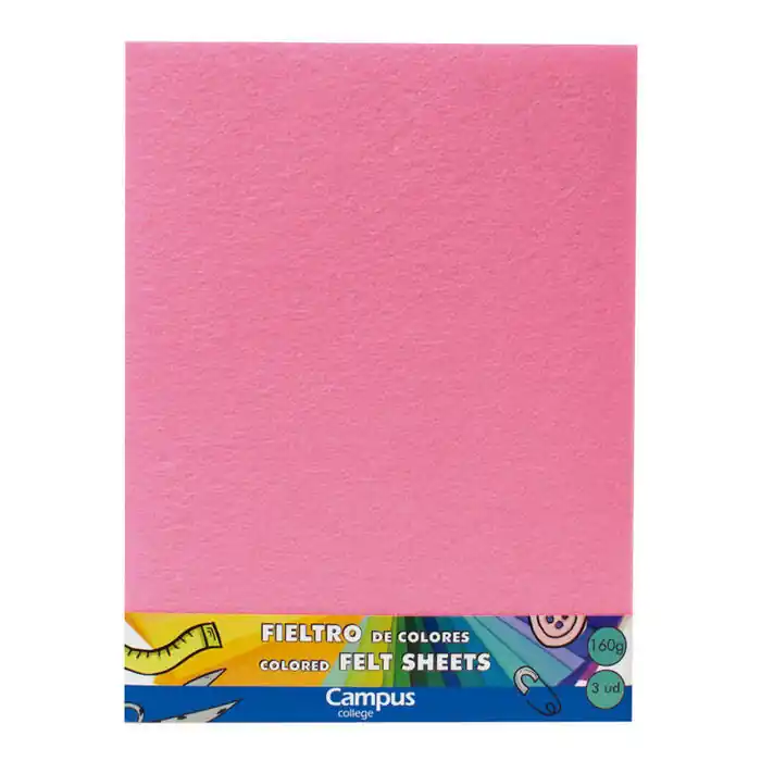 Oferta Limitada Fieltro Campus College Espesor 1Mm. 230 X 305 mm. Rosa Claro /3 ud.