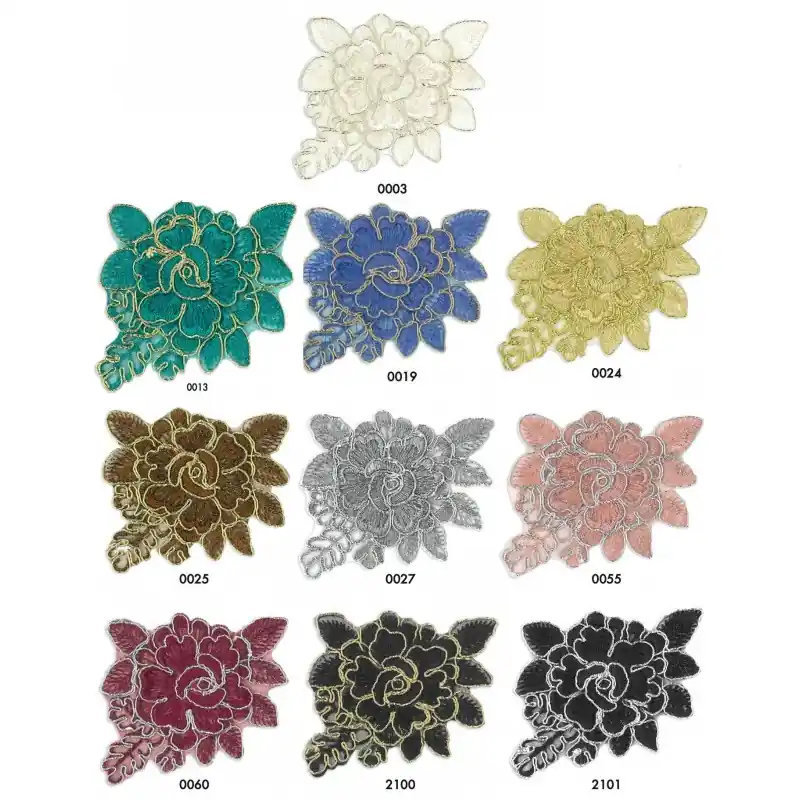 Tendencia Aplique Flor Bordada con Hilo Lamé - 0003 Crudo