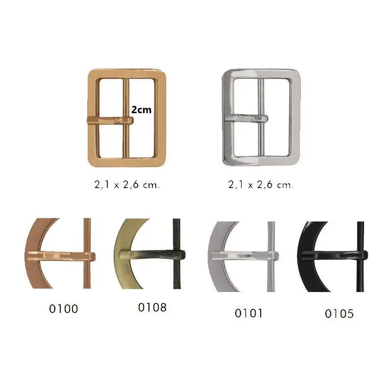 Hebilla Metálica Memphis - 2 cm - 0100 Dorado claro Mayoreo