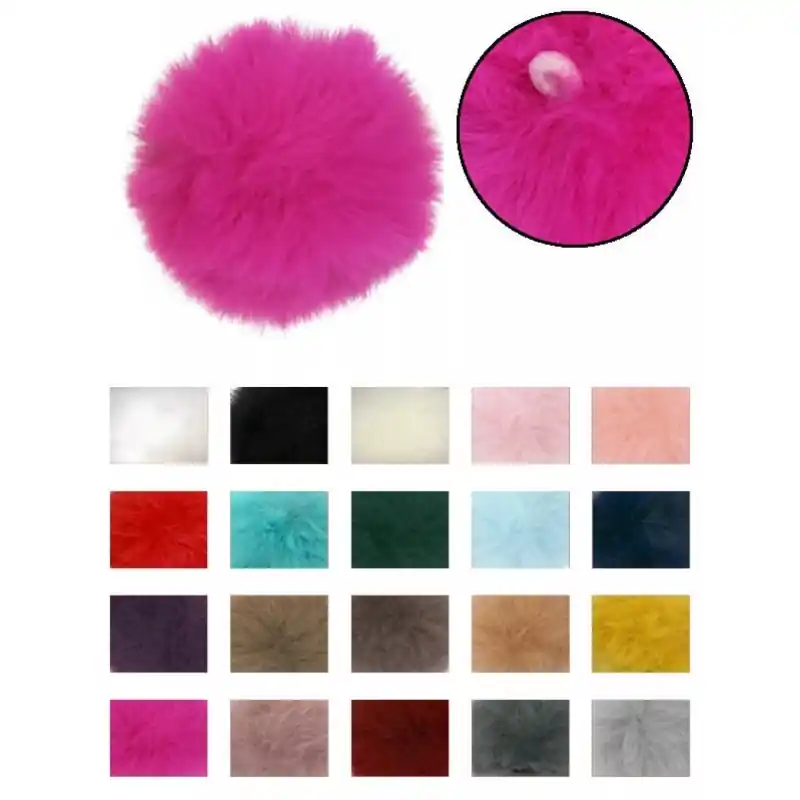Pompón de Pelo Ecológico de Alta Calidad 3cm - Con Ojal Elástico - 0001 Blanco Stock Limitado