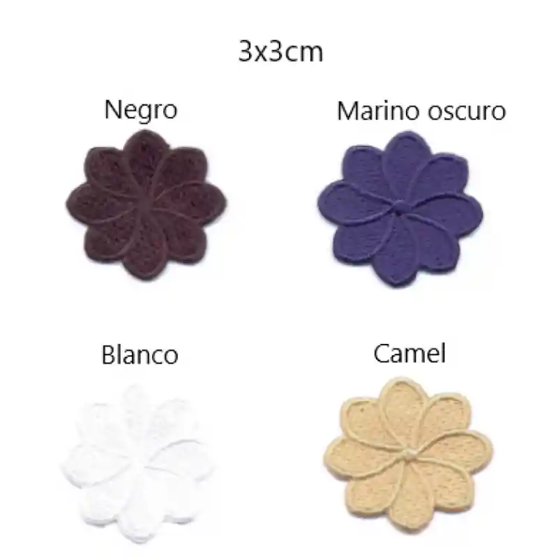 Parche Termoadhesivo Bordado Flor 8 Pétalos - 3x3 cm - Blanco Alta Calidad