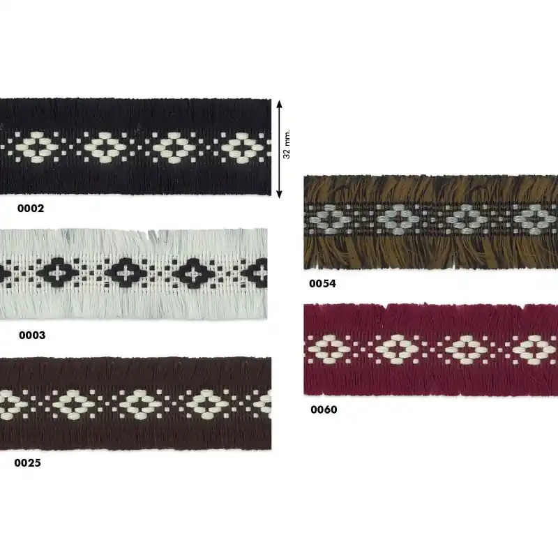 Envío Exprés Entredós de Fleco de Pasamanería Mestizo - 3.2 cm - 0002 Negro