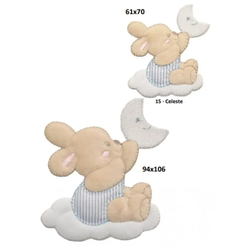 Aplique Termoadhesivo Oso en Nube - Pequeño - Celeste Bestseller