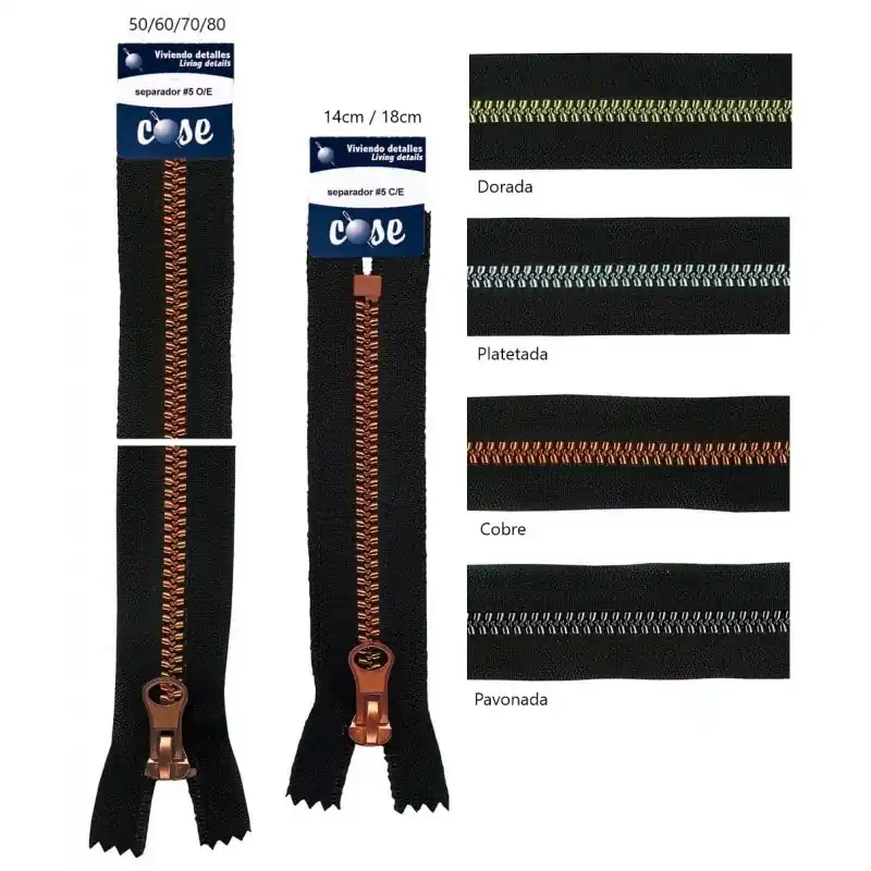 Cremallera Fantasía - Malla Plástica Inyectada - 14 cm - Pavonado Última Oportunidad