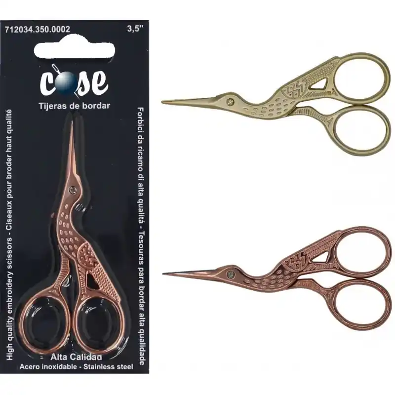 Tijeras de Bordar Cigüeña - Acero Inoxidable Dorado y Oro Rosa - Oro Rosa Más Vendido