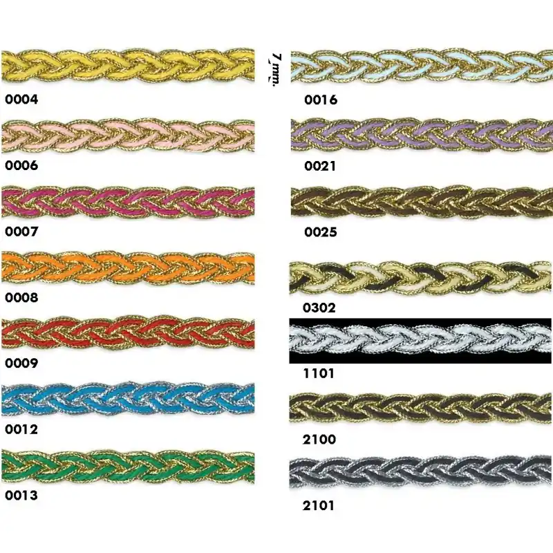 Trenza Metalizada Bicolor - 7mm - 0004 Amarillo Tendencia