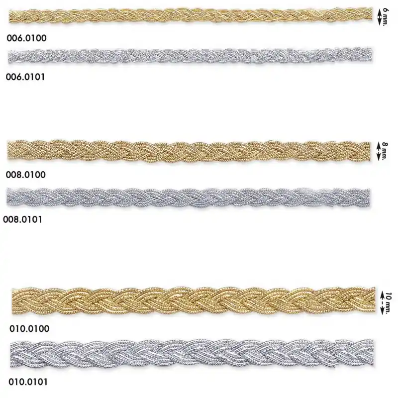 Cinta Metalizada Trenzada - Adorno Elegante en Oro y Plateado - 6 mm - 0101 Plateado Ordena Ya