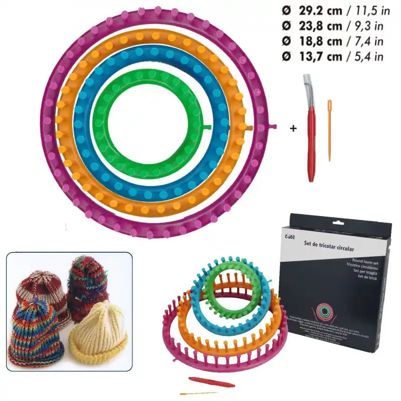 Set Telar Circular de Tricotar - 4 Medidas para Gorros, Bufandas y Más Precio De Fábrica