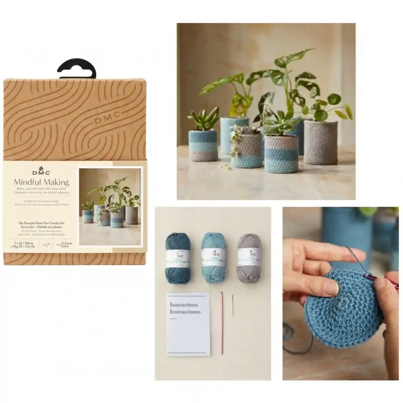 Envío Internacional Kit de Ganchillo DMC Mindful Making - Cubretiestos "Cuido mis Plantas"
