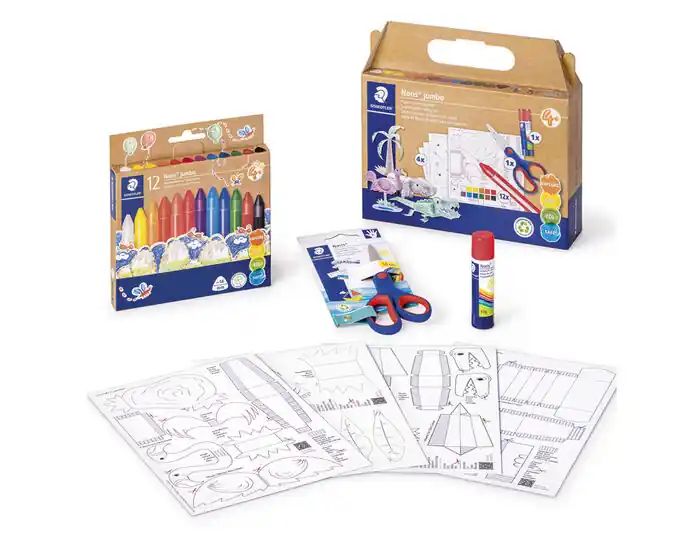 Nuevo Modelo Set de Dibujo Staedtler Noris Jumbo Mixto Figuras de Papel 18 Piezas