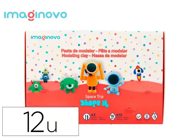Pasta para Modelar Imaginovo de Secado Al Aire Set de 12 Colores Shape It Space Trip Herramientas e Instrucciones Rebajas