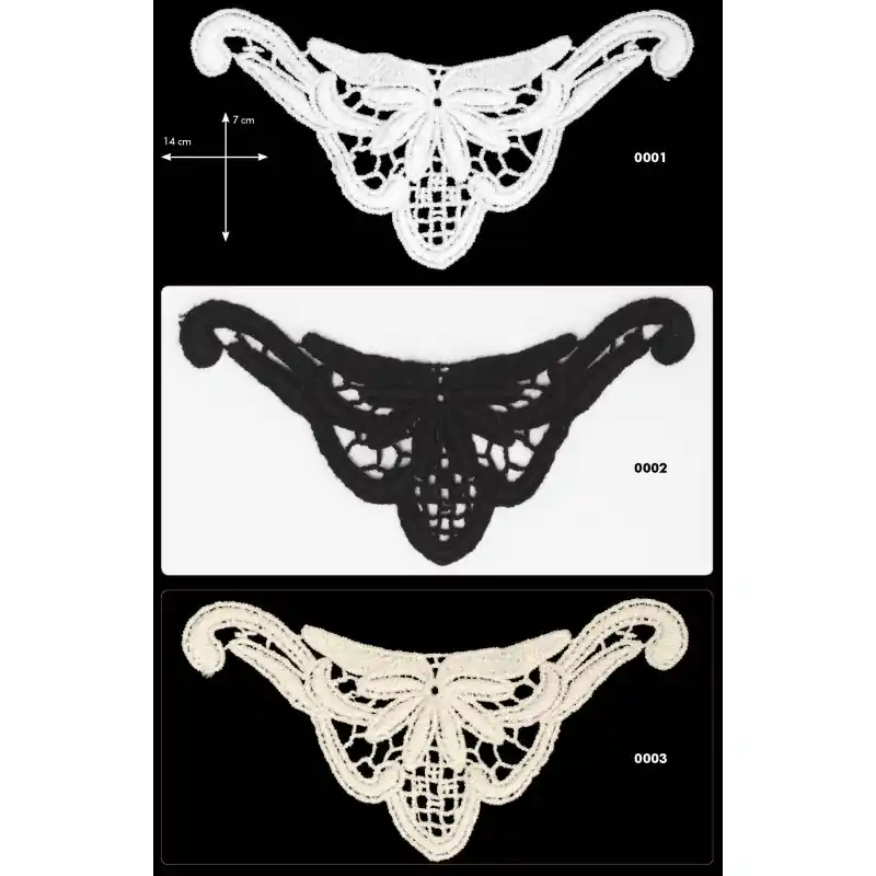 A Buen Precio Aplicación Encaje de Algodón - Escote Flor - 0001 Blanco