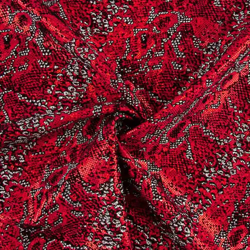 Barato Lycra Flocada Animal Rojo