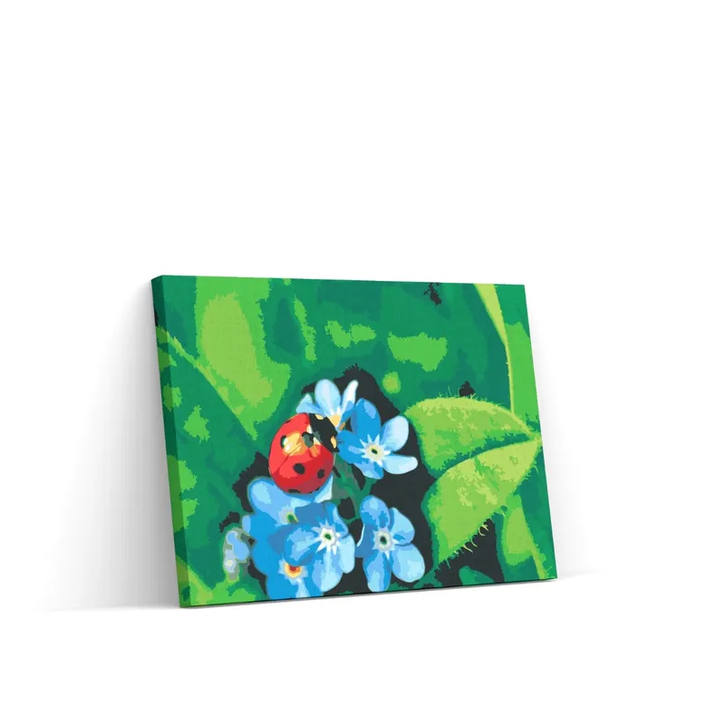 Pintar por Números – Mariquita sobre flores azules Compra Hoy