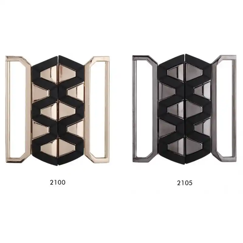 Hebilla Metálica con Rombos - 5 cm para Cinturones Elásticos - 2100 Negro/Oro Marca Reconocida