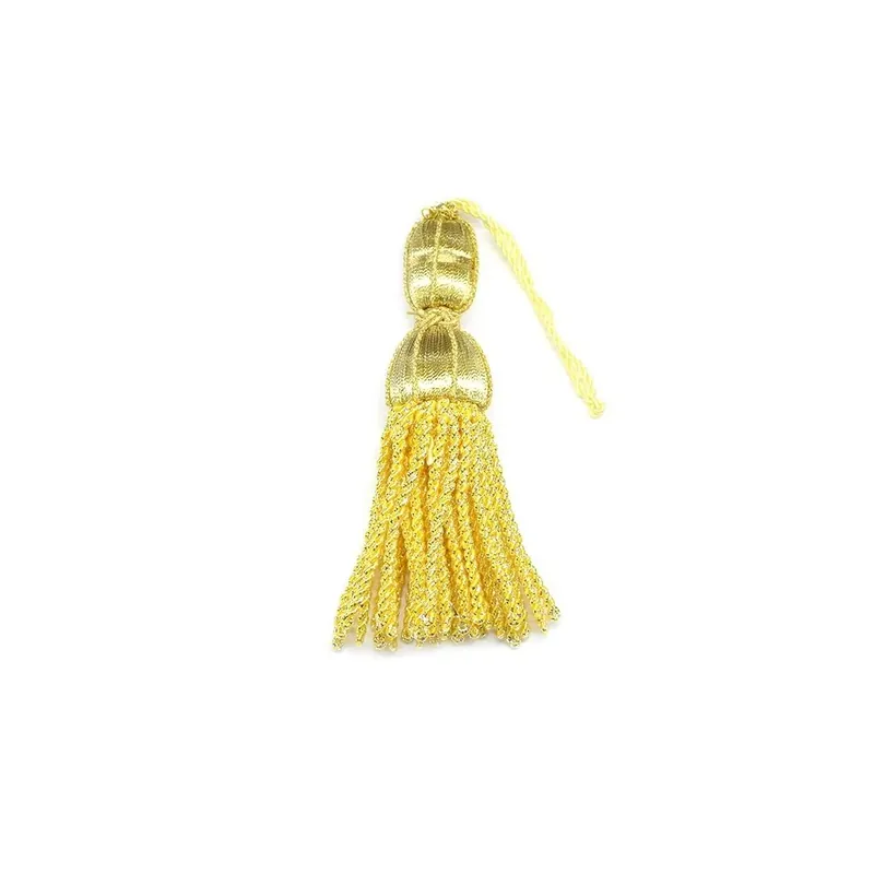 Borla fleco hojuela 12cm - Dorado Hecho A Mano