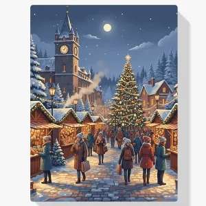 A Buen Precio Pintar por Números – Mercado navideño al atardecer