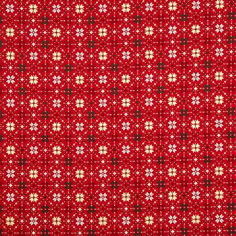 Artesanal Popelín Navidad Star Geo Rojo