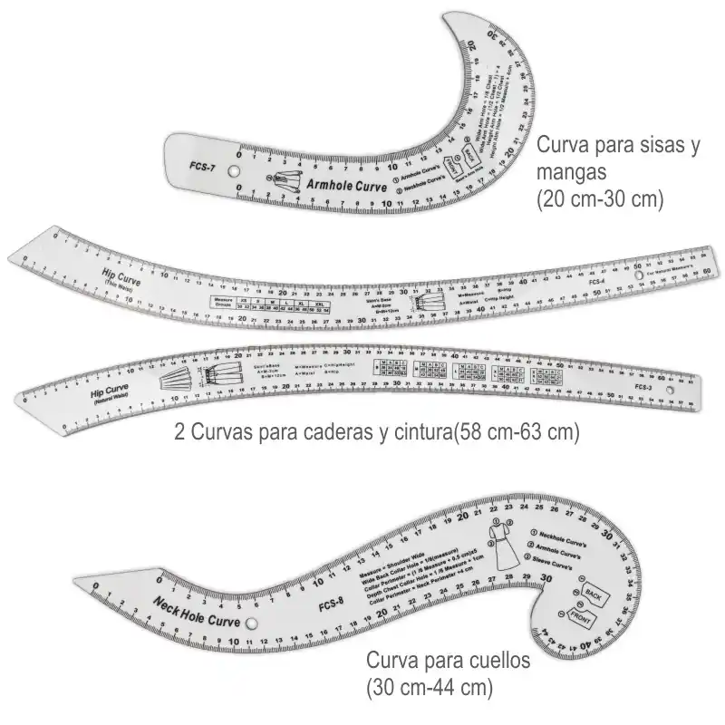 Set de 7 Reglas de Costura Rígidas para Patronaje - 3 mm de Grosor Compra Hoy