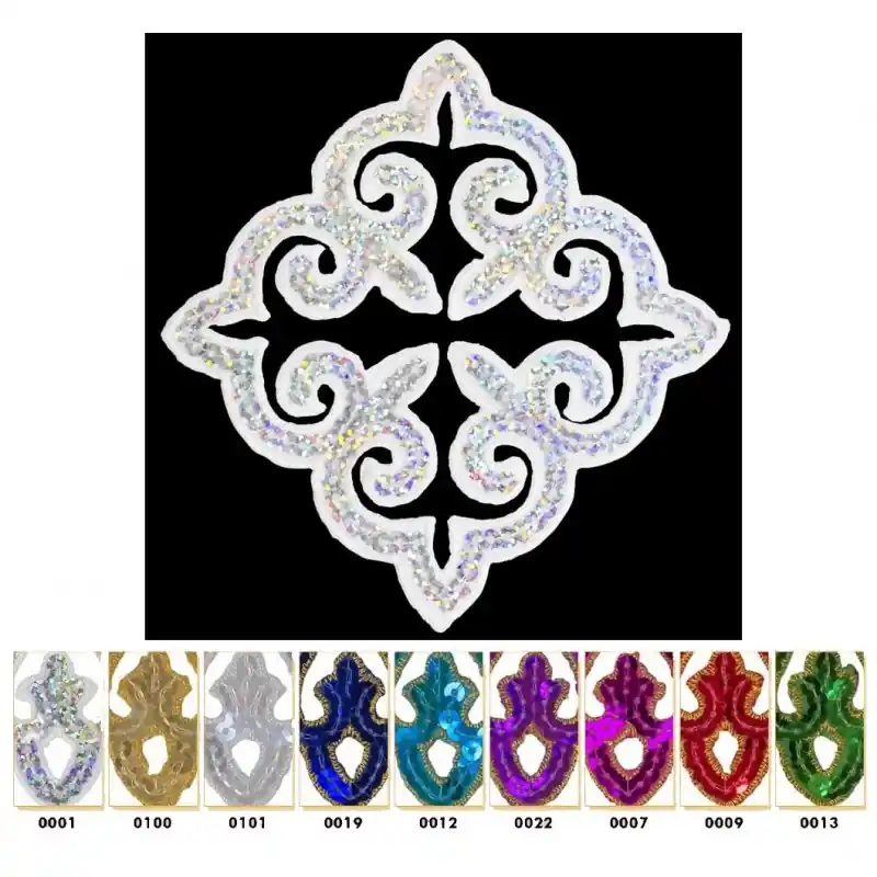 Garantía Incluida Aplique Lentejuelas Termoadhesivo de 12,5 x 13 cm - Diseño Ornamental con Brillo - 0100 Oro brillo