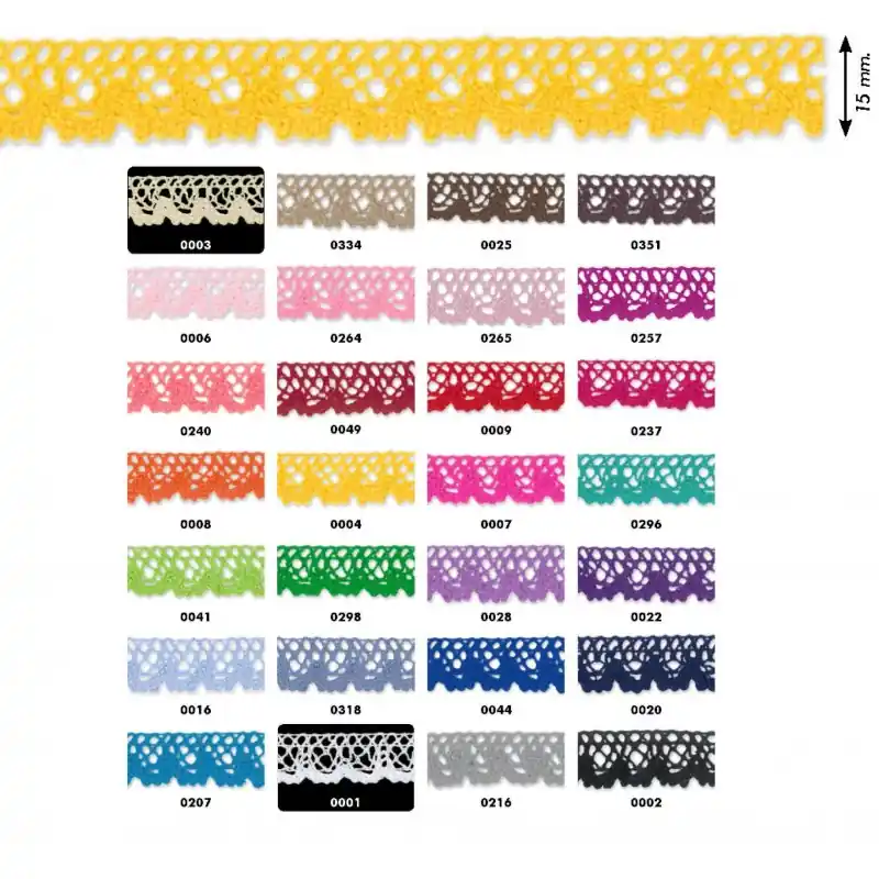 Puntilla de Hilo Chelva de 1.5 cm - 0001 Blanco Hecho A Mano