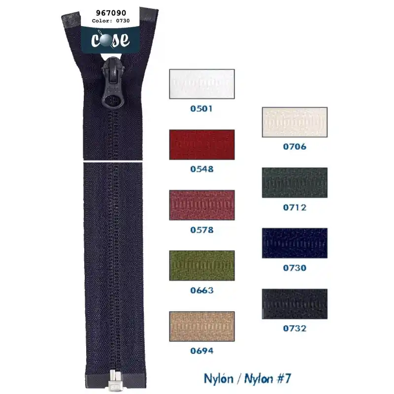 Premium Cremallera con Separador 7mm - Malla Espiral Oculta - 40 cm - 501 Blanco