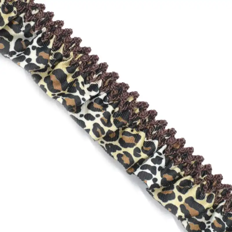 Más Vendido Volante elástico leopardo 17mm - Marrón