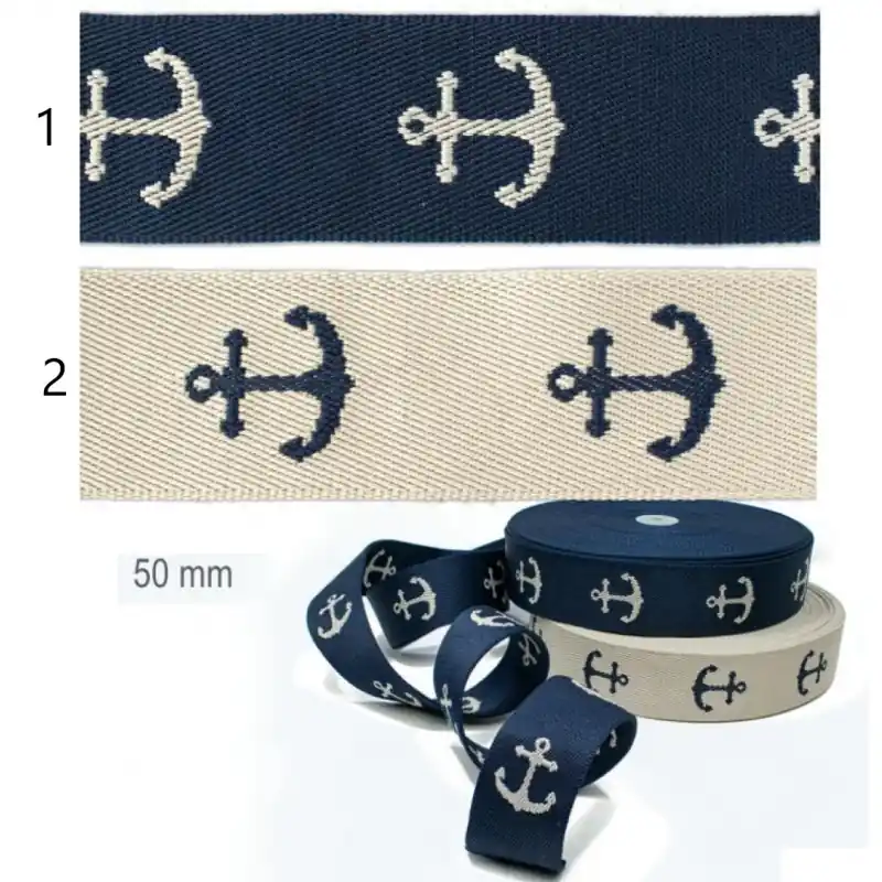 Cinta para Bolsos de Ancla - 5 cm - Azul Marino Precio Reducido