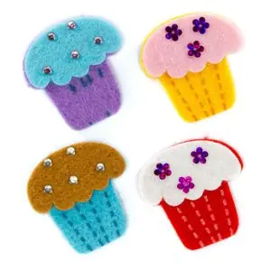 Pack 12 Figuras Fieltro Adhesivas 3D Cupcakes Solo Por Tiempo Limitado