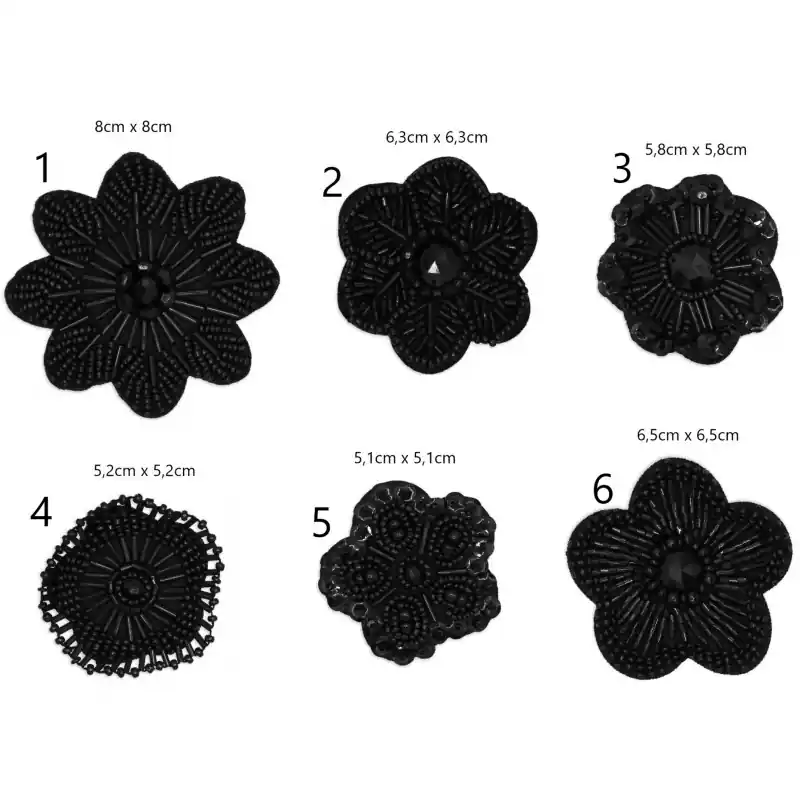 Aplique Rocalla Canutillo Negro Isabel - 3 Envío Inmediato