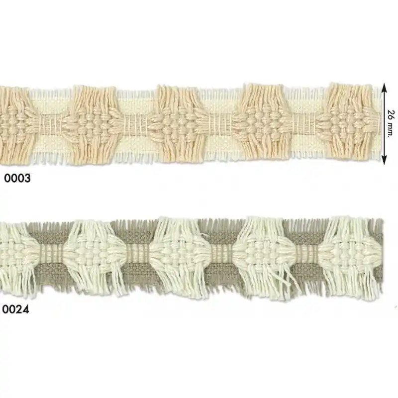 Alta Calidad Pasamanería Manual Rústica 26mm - Cinta Decorativa Tejida Artesanal - 0003 Beige