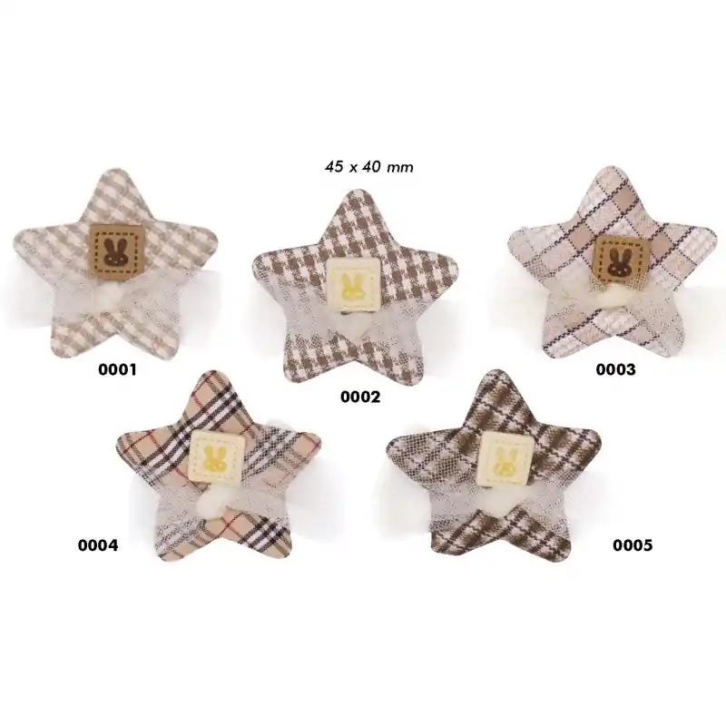 Motivo Decorativo Estrella de Cuadros con Botón de Conejo - 1 Directo De Fábrica