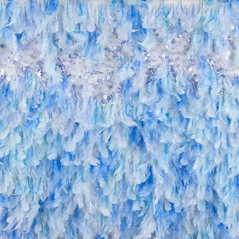 Tela Plumas Azul Lentejuela Oferta Especial