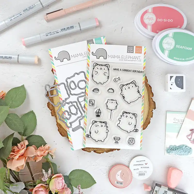 Liquidación Set de sellos+troquel Zodiac Tiger de Mama Elephant