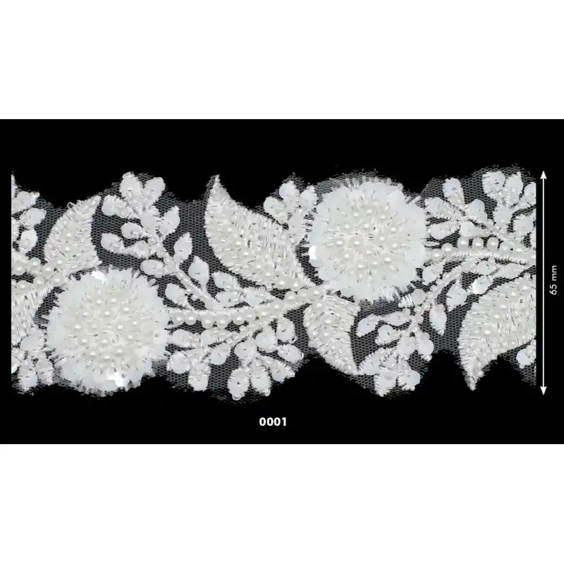 Promoción Tira Tul Blanco con Abalorios Palmanova - Lentejuelas, Perlas y Rocalla