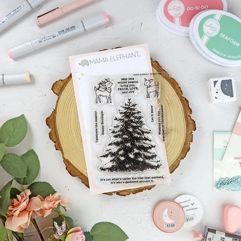 Set de sellos Snowy Tree de Mama Elephant Premium